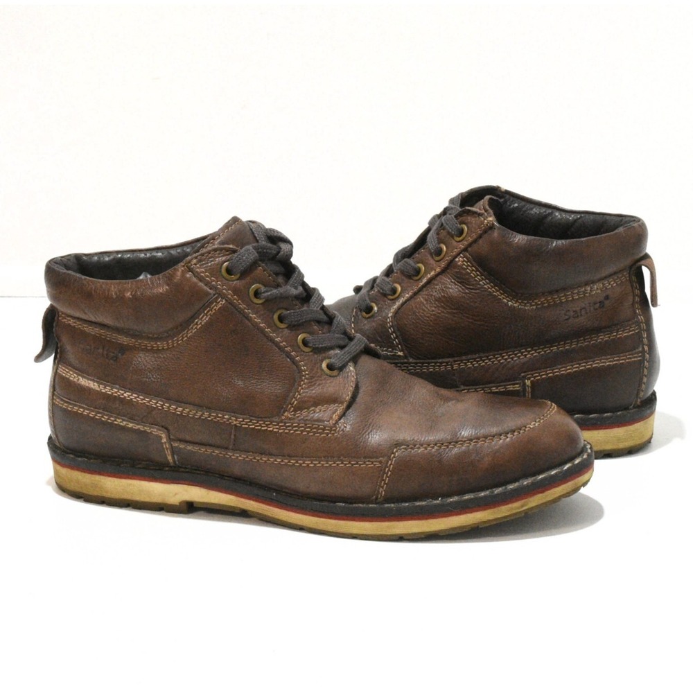 Sanita 461981 Chukka Boots Mens Size 41 Brown Leather Lace Up Mid Top Casual